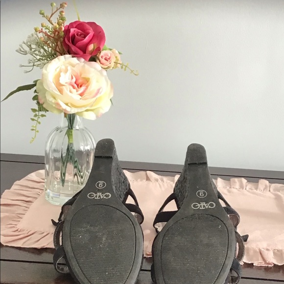 Black suede with silver studs wedges - Picture 6 of 6